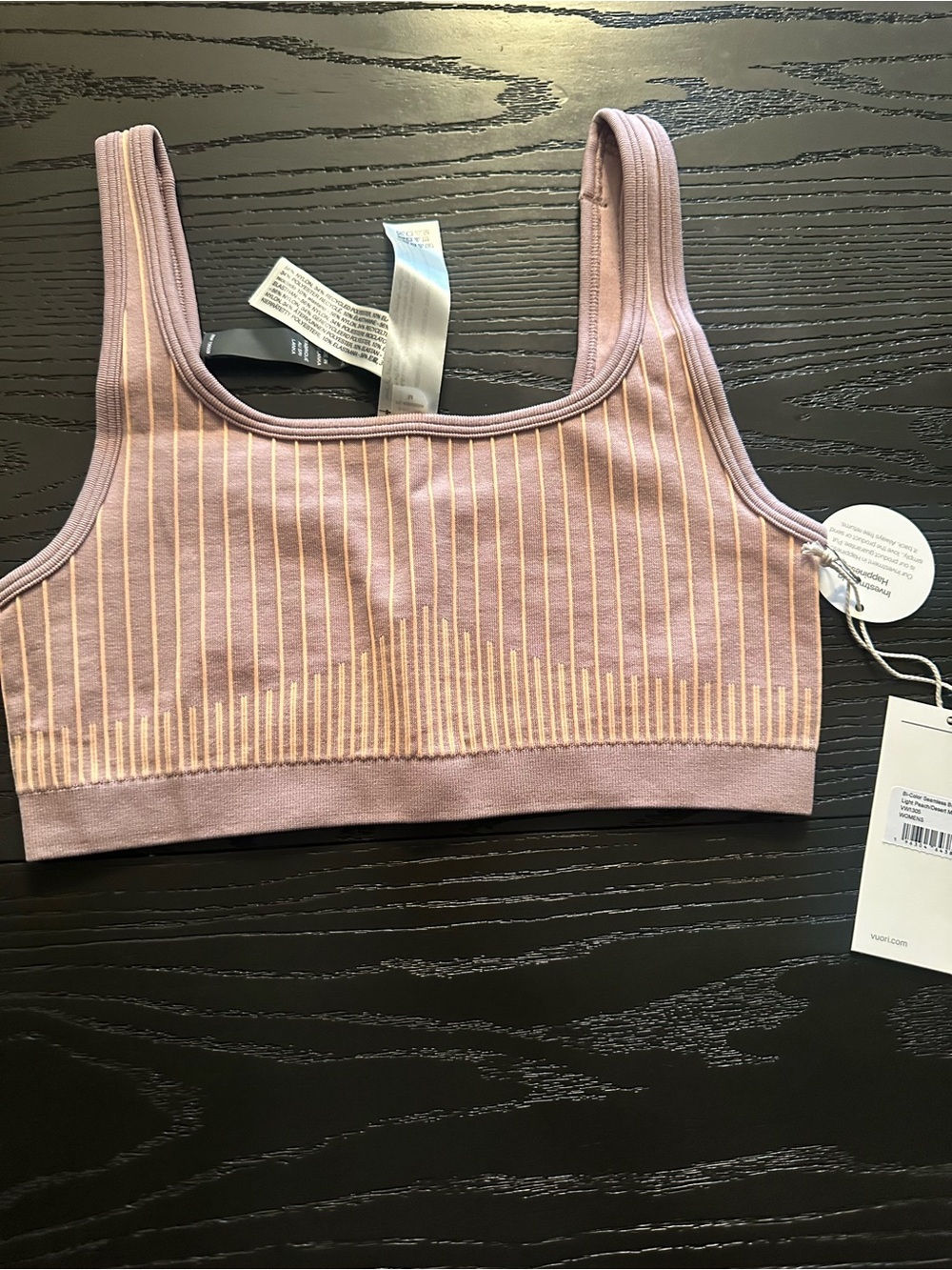 NWT Vuori women's bi color seamless bra sz M light peach/desert mauve (B) - Picture 9 of 9